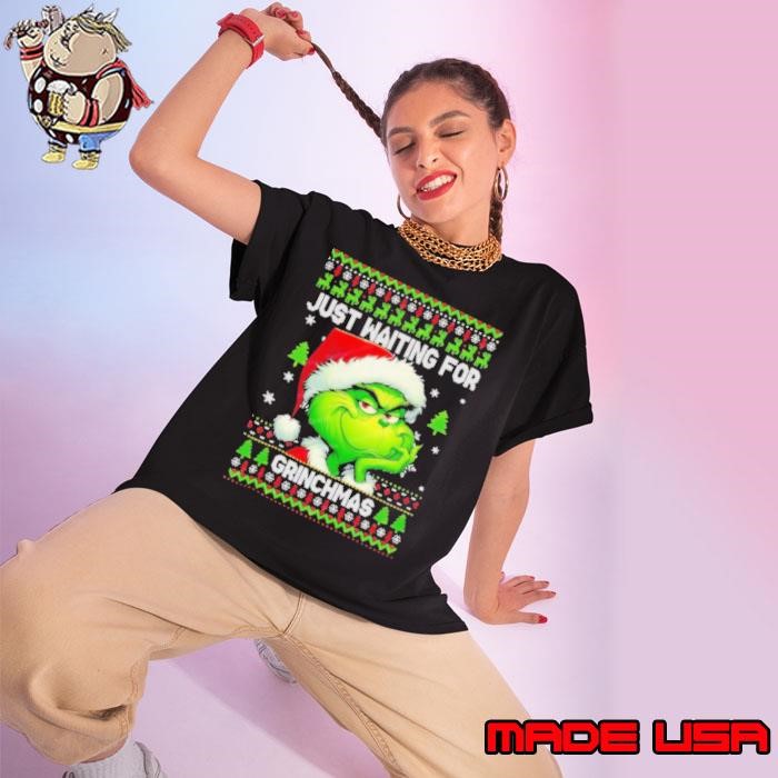 Just waiting for Grinchchmas ugly Christmas Ladies tee