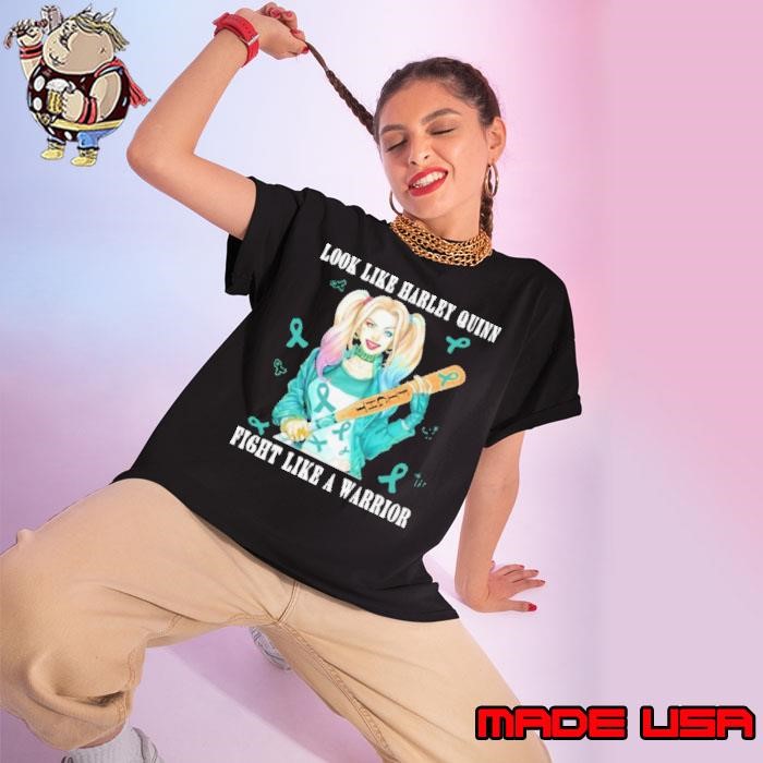 Look Like Harley Quinn Fight Like A Warrior Breast Cancer Ladies tee