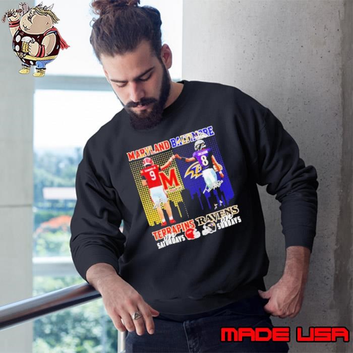 Maryland Terrapins on Saturdays and Baltimore Ravens on Sundays Edwards Jr and Jackson signatures Sweatshirt
