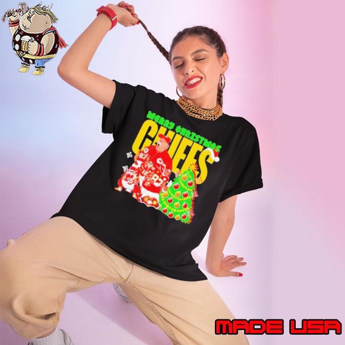Merry Christmas Kansas City Chiefs coach and players Christmas tree Ladies tee