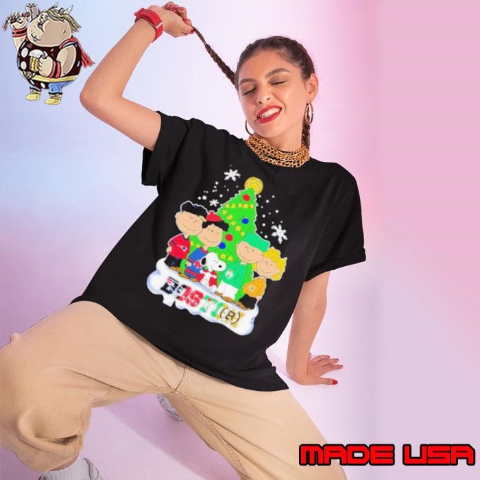 Merry Christmas Peanuts Characters X Boston Sports Teams Ladies tee