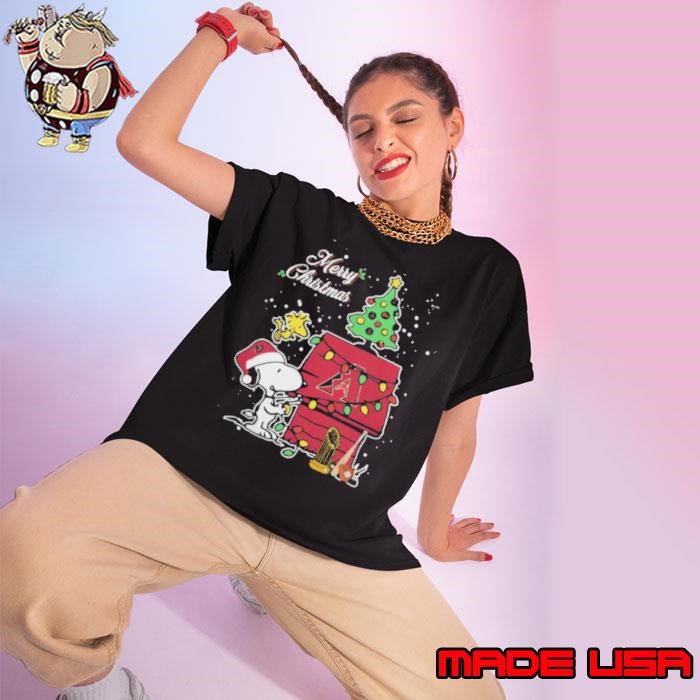 Merry Christmas With Snoopy Baby Arizona Diamondbacks Ladies tee