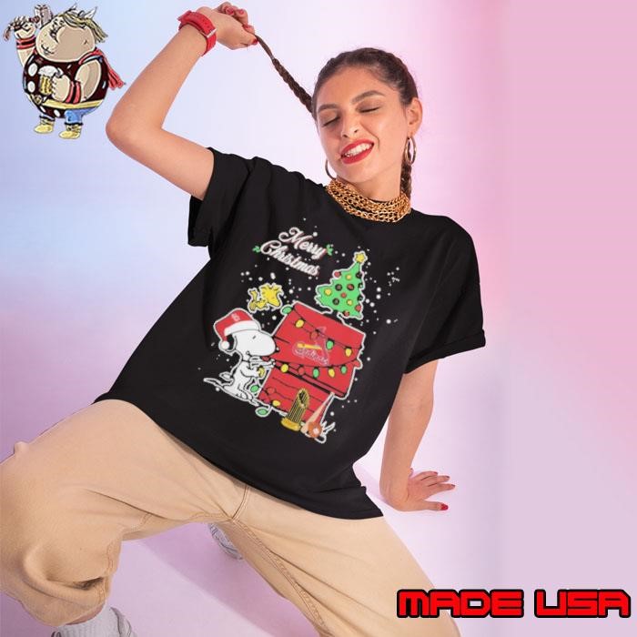 Merry Christmas With Snoopy Baby St Louis Cardinals Ladies tee