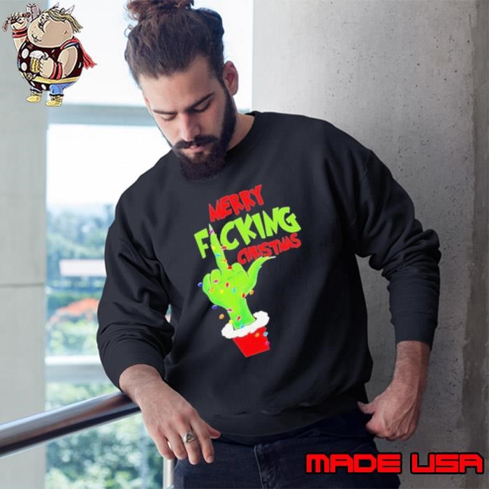Merry Fucking Christmas Hand Grinch Light Sweatshirt