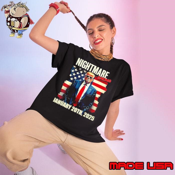 Nightmare Ending January 20th 2024 President Donald Trump Inauguration Day USa Flag Ladies tee