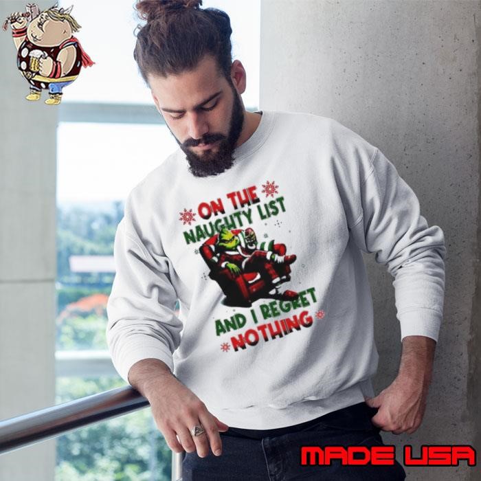On the Naughty List And I Regret Nothing Go Blue Devils Christmas Sweatshirt