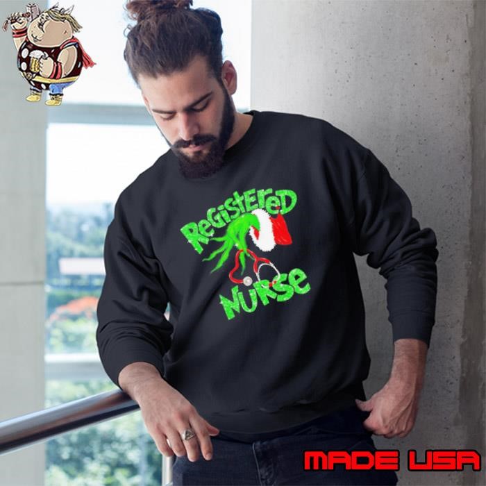 Registered Nurse Christmas Grinch hand faux glitter Sweatshirt