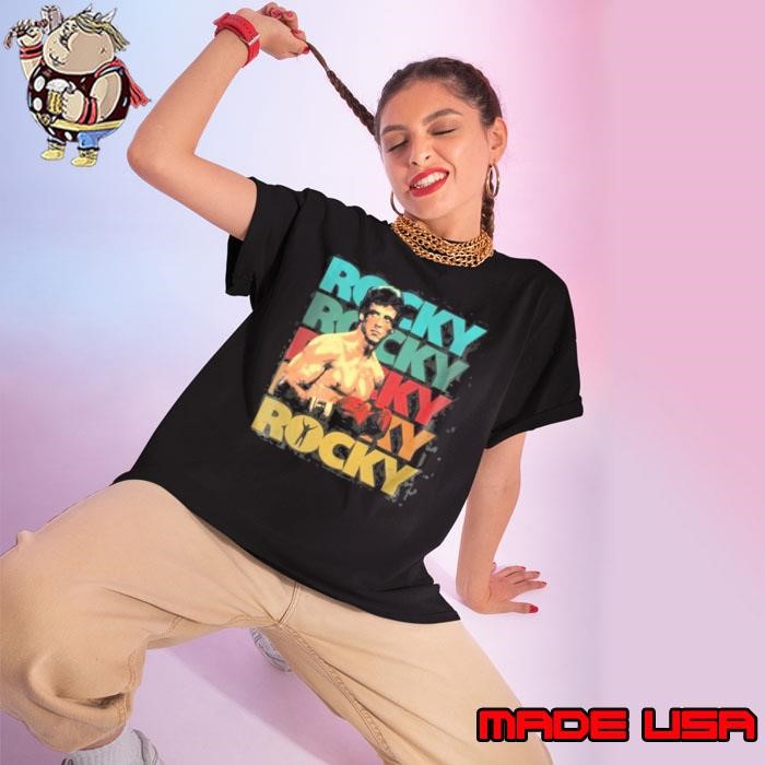 Rocky Pose American actor and filmmaker 70’s Retro Fade Ladies tee