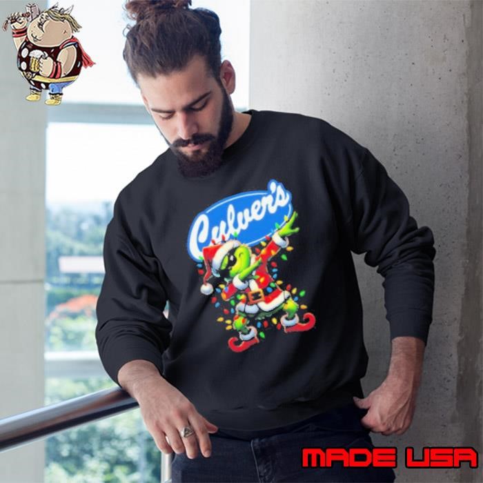 Santa Grinch Dabbing Culver’s Merry Christmas Light Sweatshirt