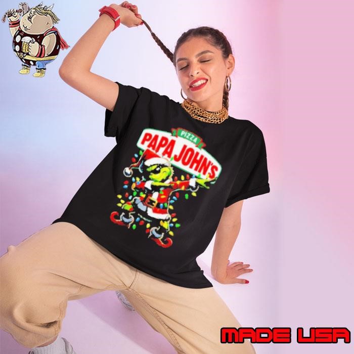 Santa Grinch Dadbing Papa John’s Pizza Christmas Ladies tee