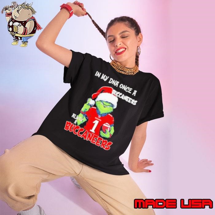 Santa Grinch in my DNA once a Buccaneers alway a Tampa Bay Buccaneers Christmas Ladies tee