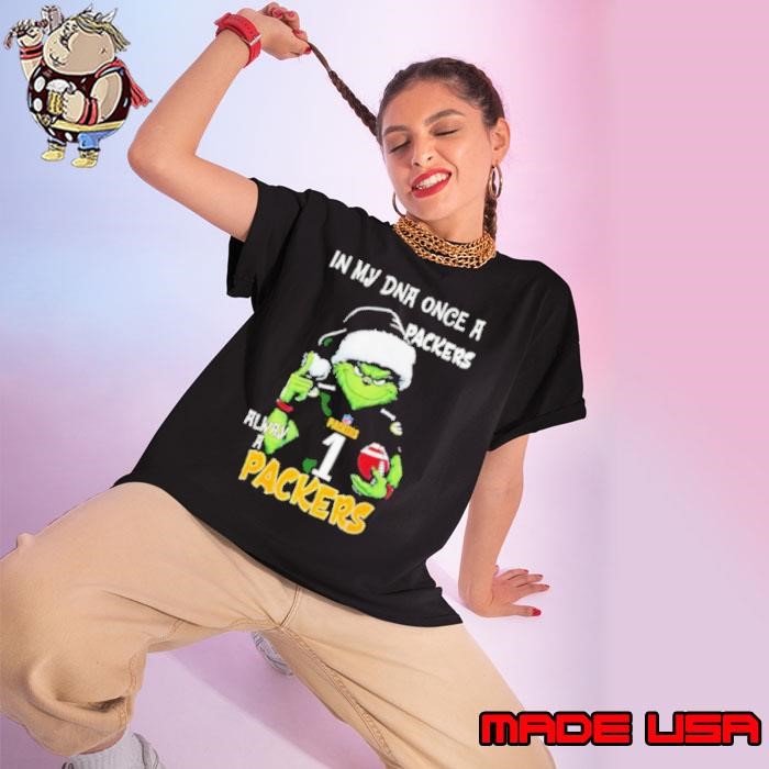 Santa Grinch in my DNA once a Packers alway a Green Bay Packers Christmas Ladies tee
