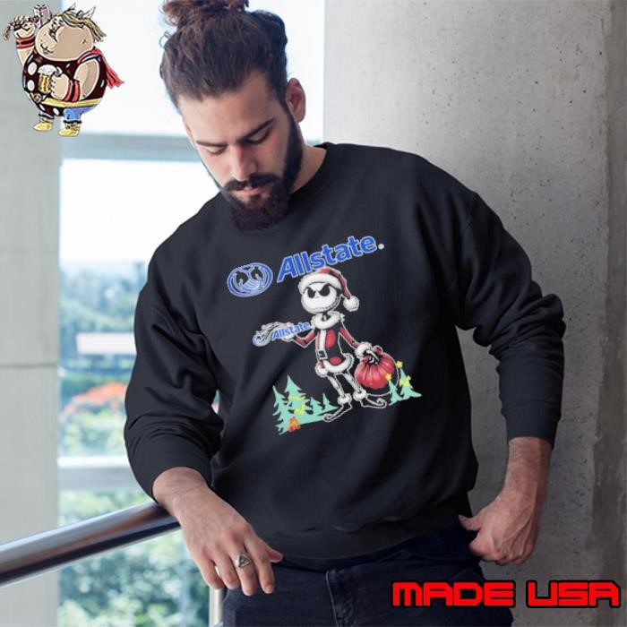 Santa Jack Skellington Allstate Logo Merry Christmas 2024 Sweatshirt