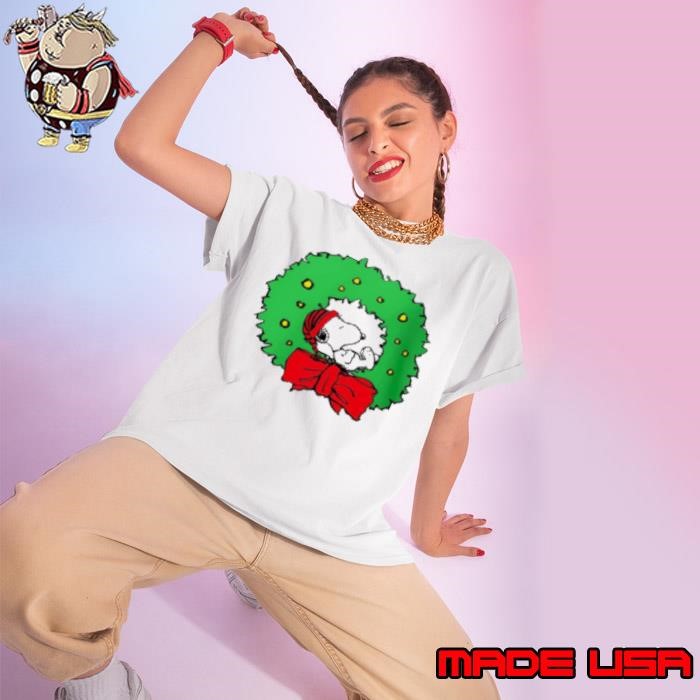 Snoopy Christmas wreath Ladies tee