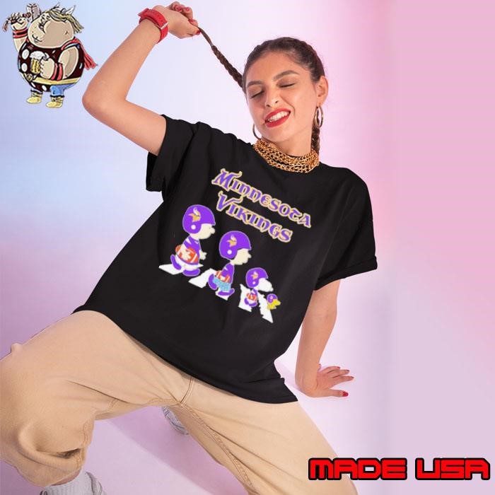 Snoopy and friends abbey road let’s go Minnesota Vikings Ladies tee
