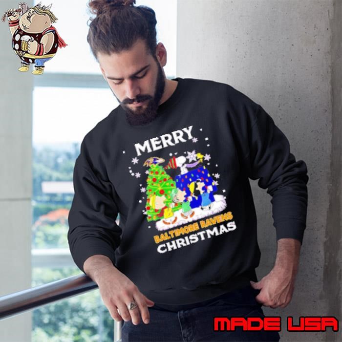 Snoopy and friends let's go Merry Baltimore Ravens Christmas Sweatshirt
