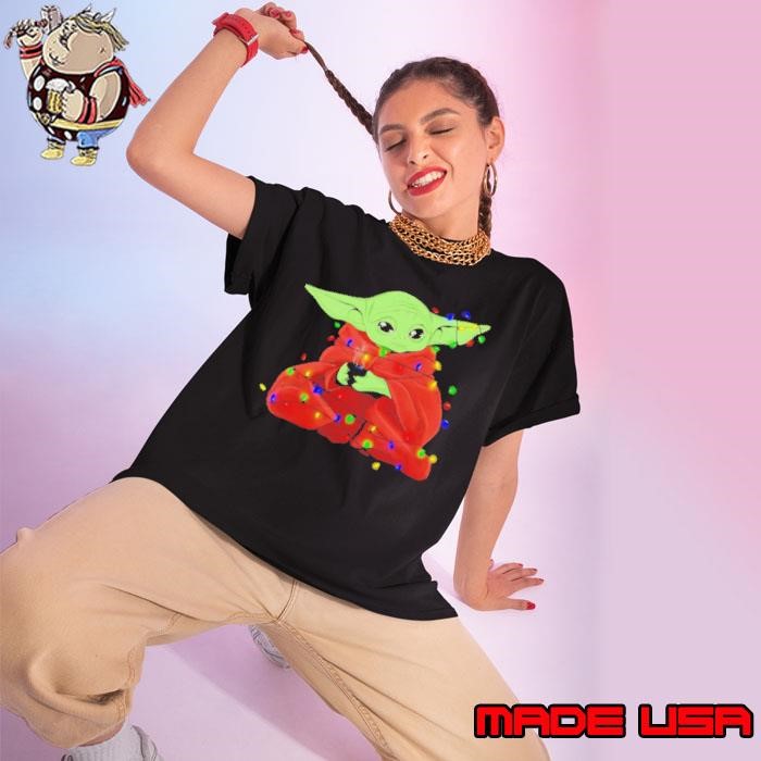 Star Wars The Mandalorian Christmas lights Ladies tee