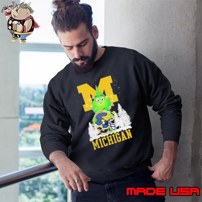 The Grinch Hug Michigan Wolverines Helmet Christmas Sweatshirt