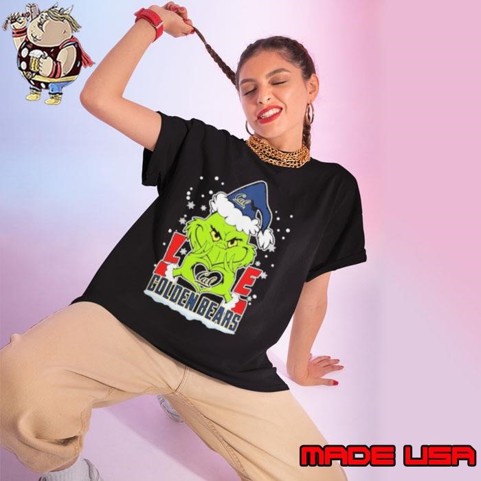 The Grinch Love Heart 2024 California Golden Bears Football Christmas Ladies tee