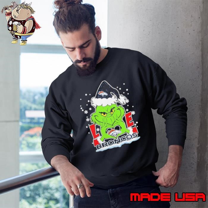 The Grinch Love Heart 2024 Denver Broncos Football Christmas Sweatshirt