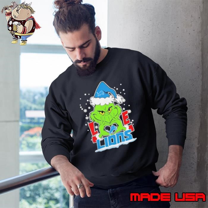 The Grinch Love Heart 2024 Detroit Lions Football Christmas Sweatshirt