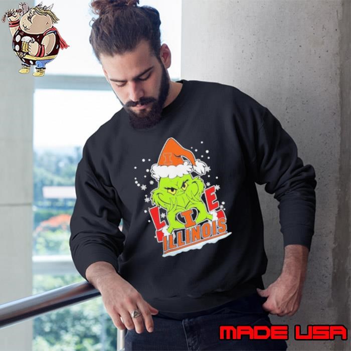 The Grinch Love Heart 2024 Illinois Fighting Illini Football Christmas Sweatshirt