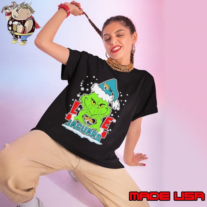 The Grinch Love Heart 2024 Jacksonville Jaguars Football Christmas Ladies tee