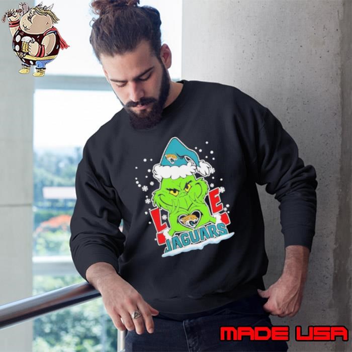 The Grinch Love Heart 2024 Jacksonville Jaguars Football Christmas Sweatshirt