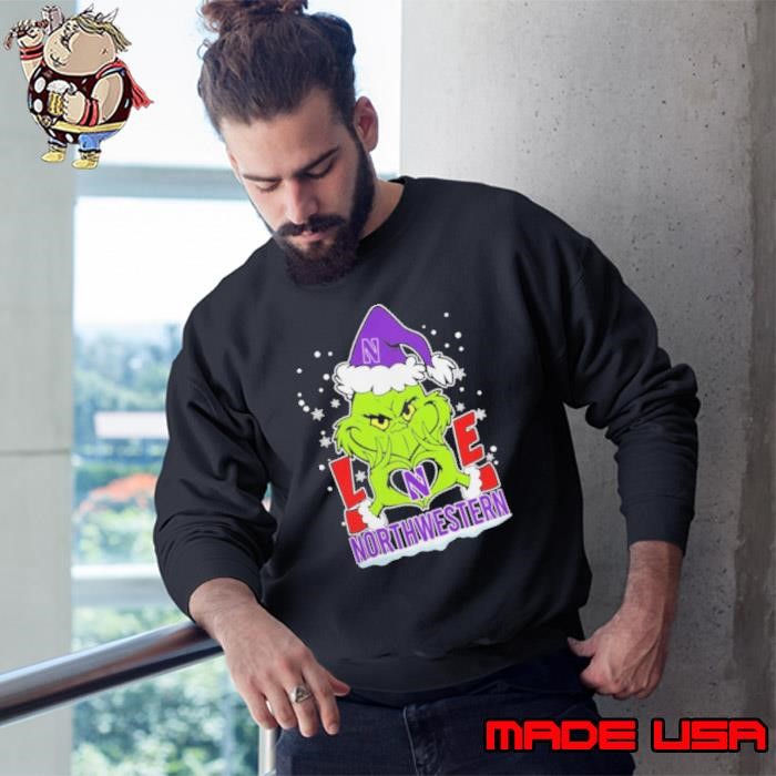 The Grinch Love Heart 2024 Northwestern Wildcats Football Christmas Sweatshirt