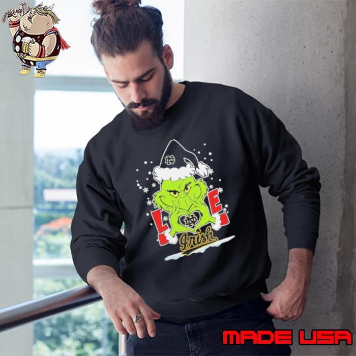The Grinch Love Heart 2024 Notre Dame Fighting Irish Football Christmas Sweatshirt