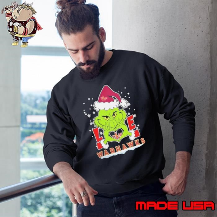 The Grinch Love Heart 2024 ULM Warhawks Football Christmas Sweatshirt