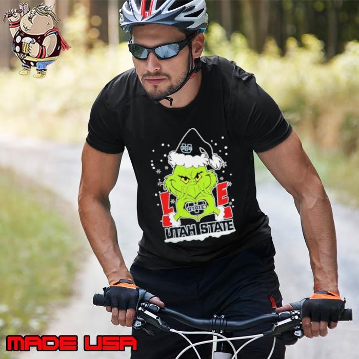 The Grinch Love Heart 2024 Utah State Aggies Football Christmas Unisex