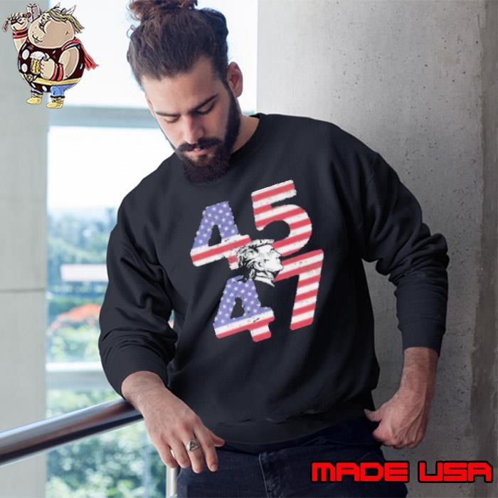 Welcoming Trump's Return Patriotic Silhouette 45 47 Trump Sweatshirt