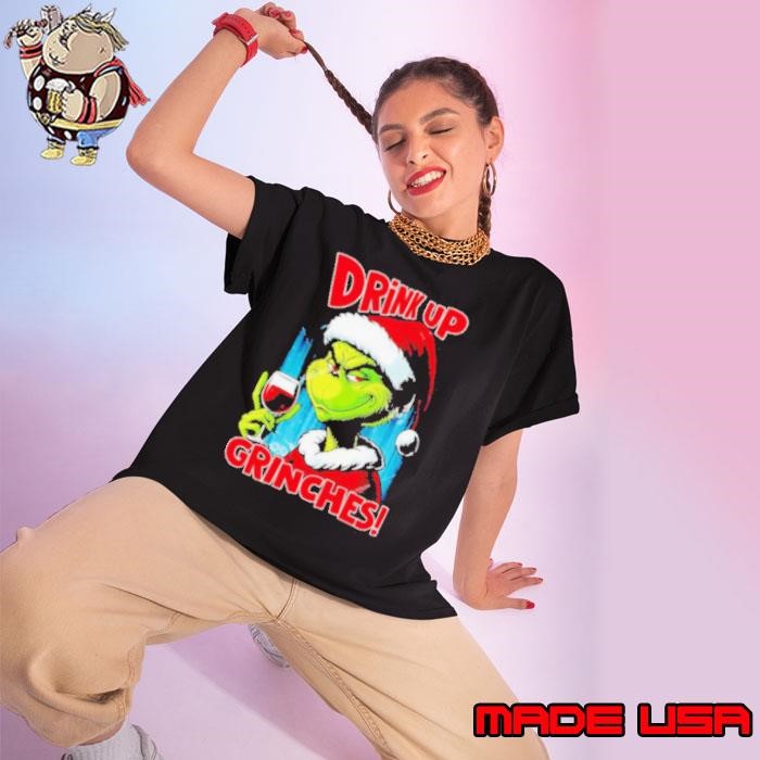 Wine drink up Grinches Christmas Ladies tee