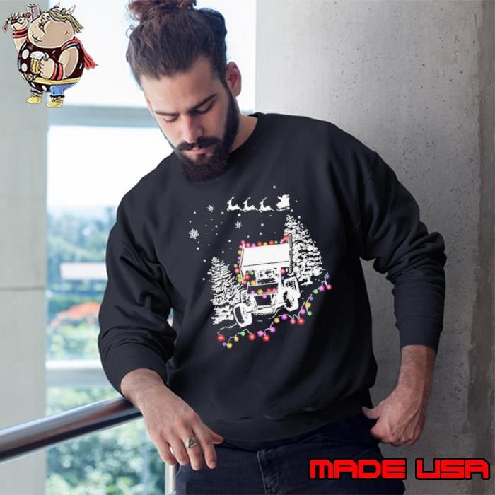 Winged Sprint Cars With Tree Christmas Lights Sweatshirt