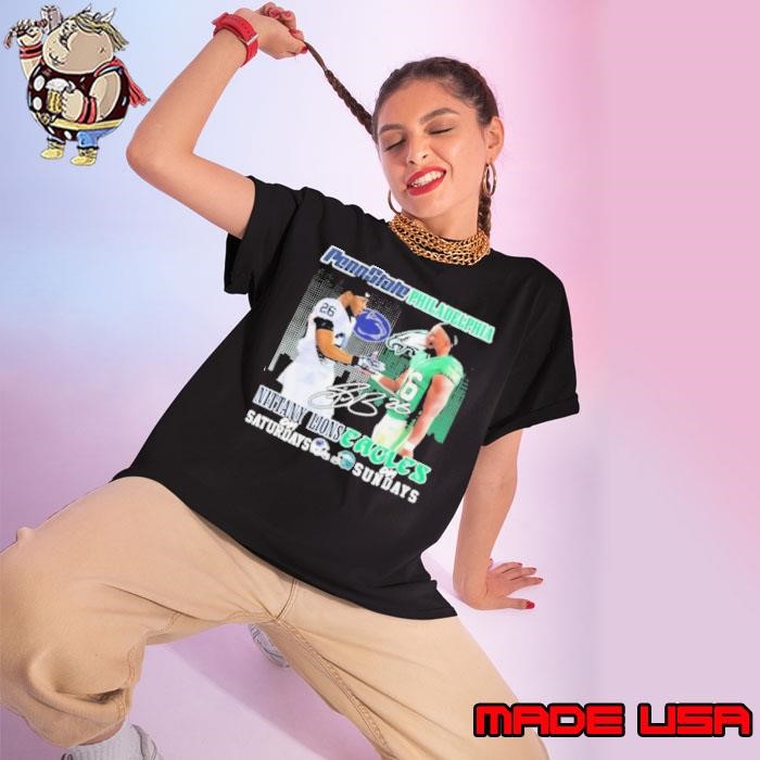 26 Saquon Barkley Penn State Nittany Lions On Saturdays X Philadelphia Eagles On Sundays Signature Ladies tee