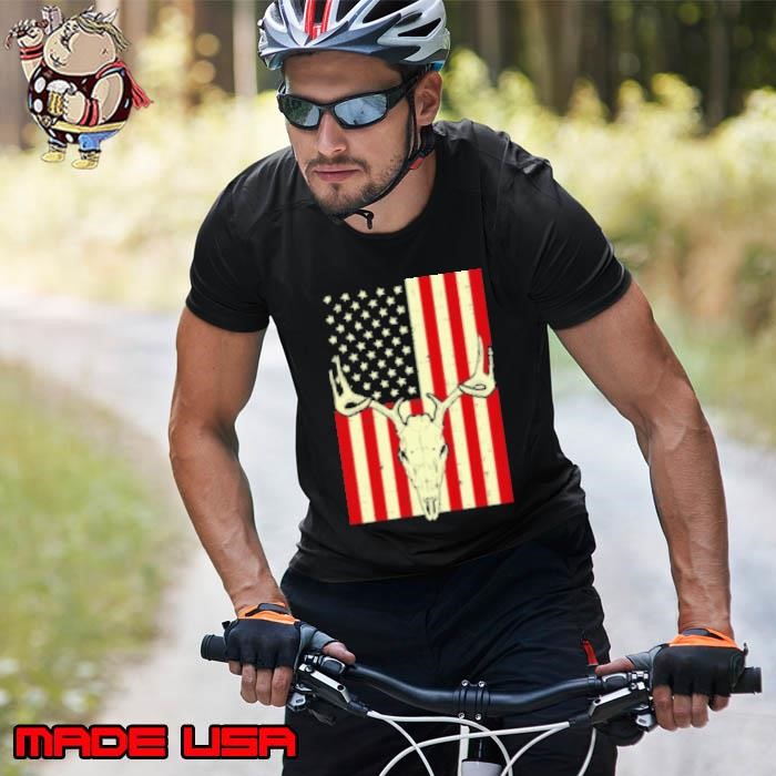 American Flag Deer Skull Vintage Hunting Patriotic Hunt Dad Unisex