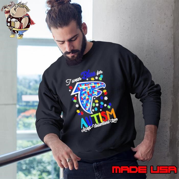 Atlanta Falcons I wear blue for Autism accept understand love Sweatshirt