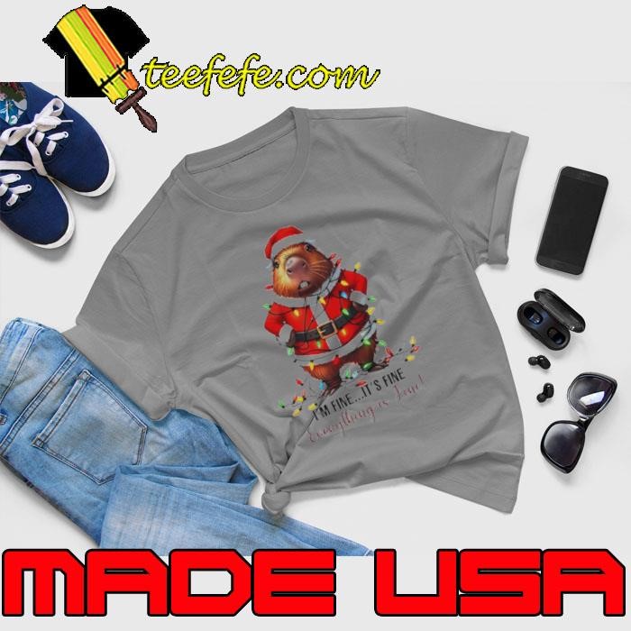 Capybara Santa Claus I’m fine it’s fine Christmas lights Unisex