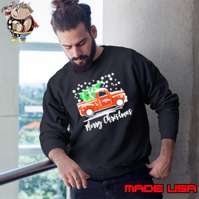 Denver Broncos Logo Truck and Tree Merry Christmas Sweatshirt
