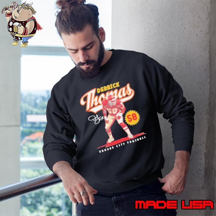Derrick Thomas 58 Kansas City Chiefs Football script signature Sweatshirt