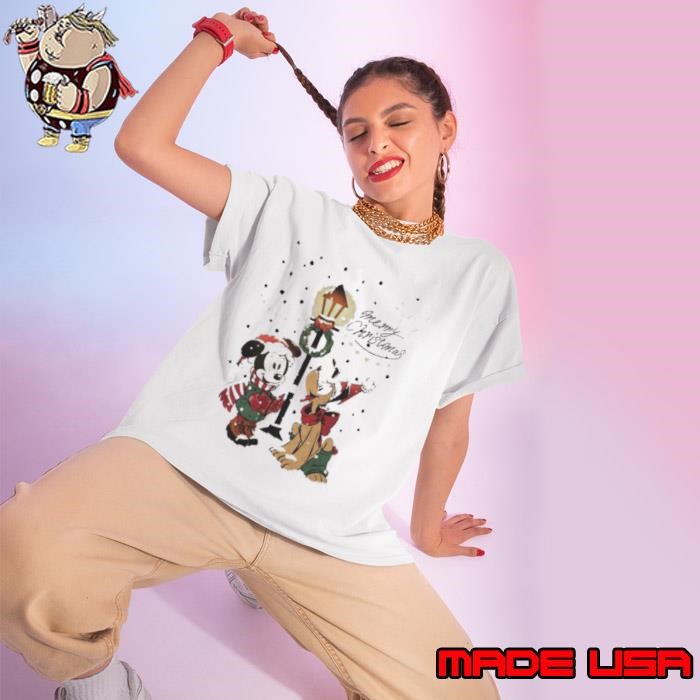Disney Mickey And Pluto Christmas Ladies tee