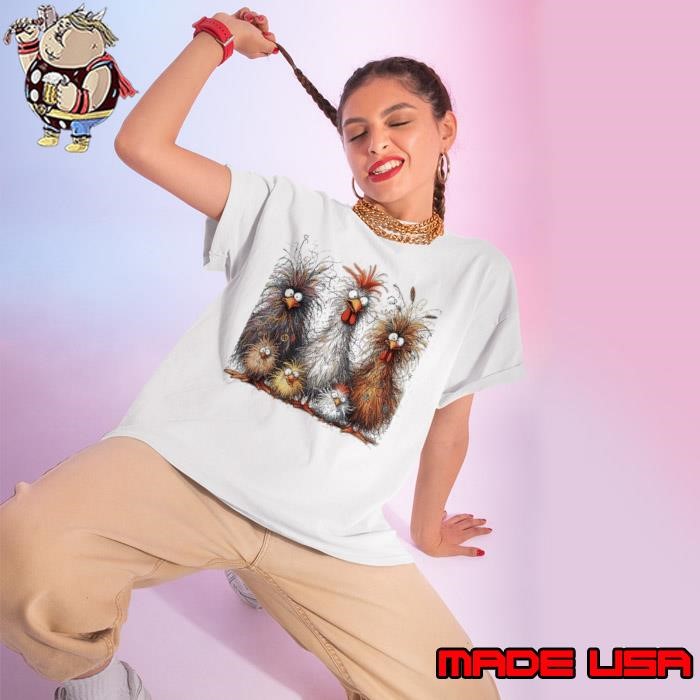 Eagerlys Colorful Funny Chicken Art Crazy Chicken Family Shirt