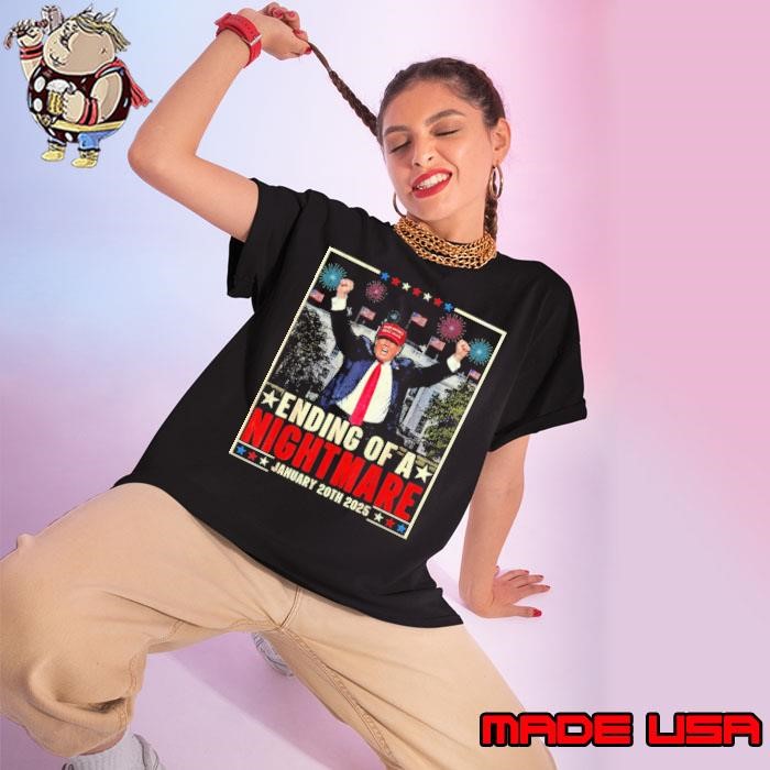 Ending Of A Nightmare January 20th 2025 Trump Patriotic Fireworks Ladies tee