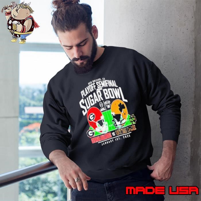 Georgia Bulldogs vs Notre Dame Fighting Irish 2025 Sugar Bowl Matchup Helmet Sweatshirt