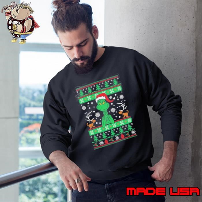 Grinch Santa Hat Ugly Christmas Sweatshirt