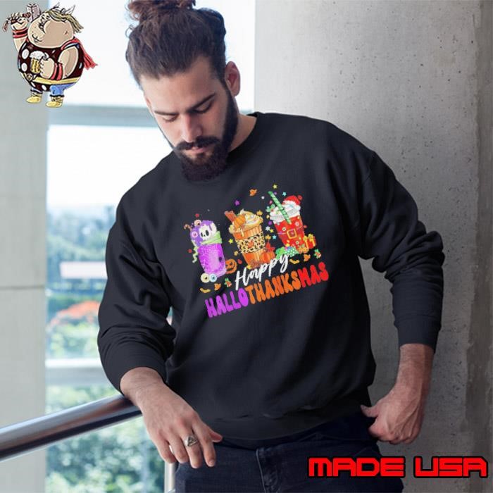 Happy Hallothanksmas Coffee Halloween Thanksgiving Christmas Shirt
