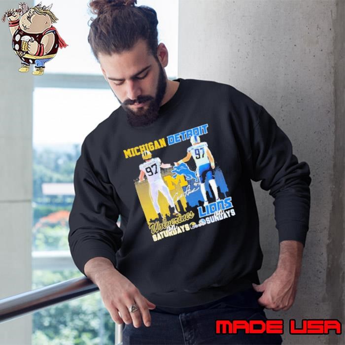 Hutchinson Michigan Wolverines on Saturdays Detroit Lions on Sundays Sweatshirt