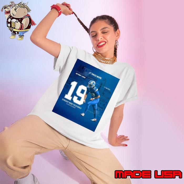 Jake Bates Detroit Lions NFL 19 Straight Made Field Goals To Start His Career 2024 Poster Ladies tee