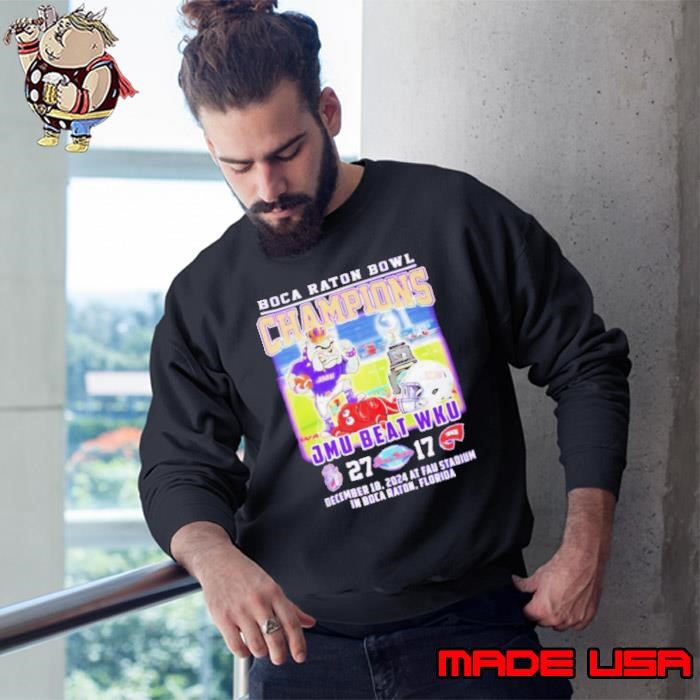 James Madison Dukes beat WKU Boca Raton Bowl Champions 2024 mascot Sweatshirt